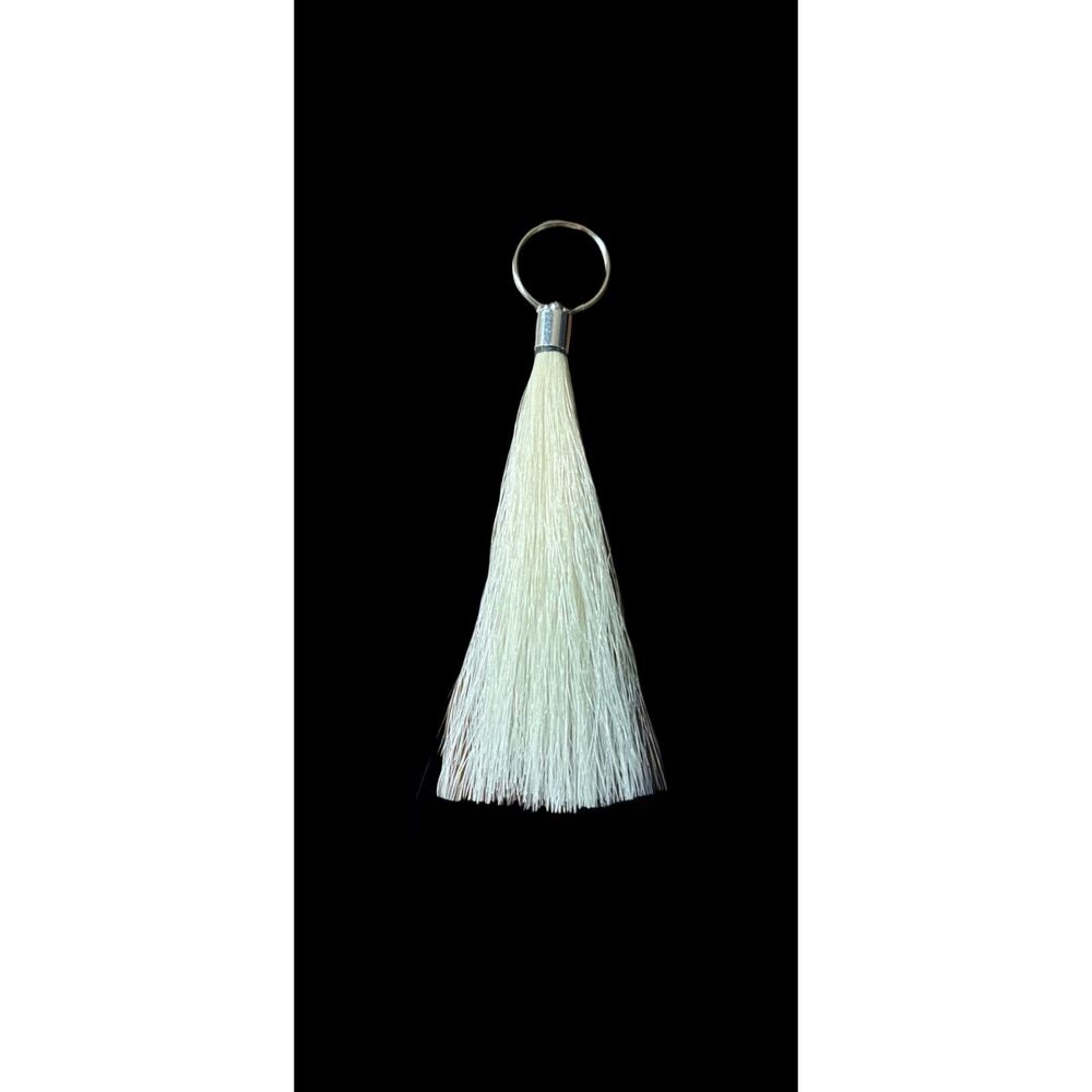 Handmade Golden Horse Hair Tassel Keychain  6" Long – Equestrian Gift